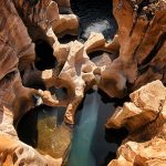 This geological feature is situated at the confluence of the Treur and Blyde Rivers in the Drakensberg escarpment region of eastern Mpumalanga, South Africa.