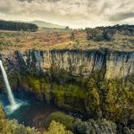 Wide view looking down on Mac Mac Falls and its deep canyon in Mpumalanga, South Africa