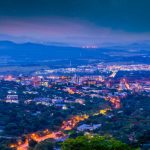 Nelspruit city at night with stars in the sky in Mpumalanga South Africa