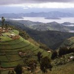 Hilltop Village overlooking Lake Ruhondo Central Highlands Rwanda Africa